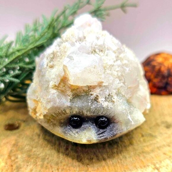Nature Crystal Cluster Hand Carved Cute Big 3.8" Hedgehog Figure - Picture 10 of 10
